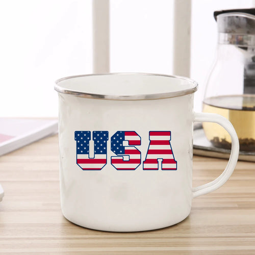 American Flag Enamel Mug